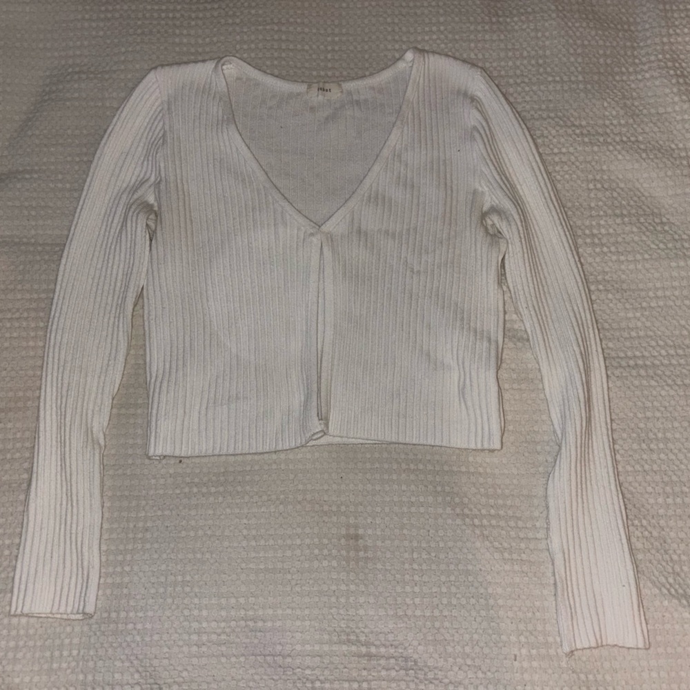 Debut White Ribbed Knit Top